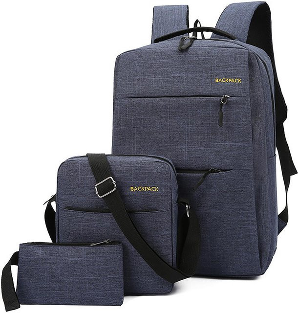 TOMTOP JMS 3-teiliges Rucksack-Kombi-Set mit Laptop-Rucksack und wasserabweisender Geschäftsreisetasche in Blau mit USB-C Anschluss - Bild 1