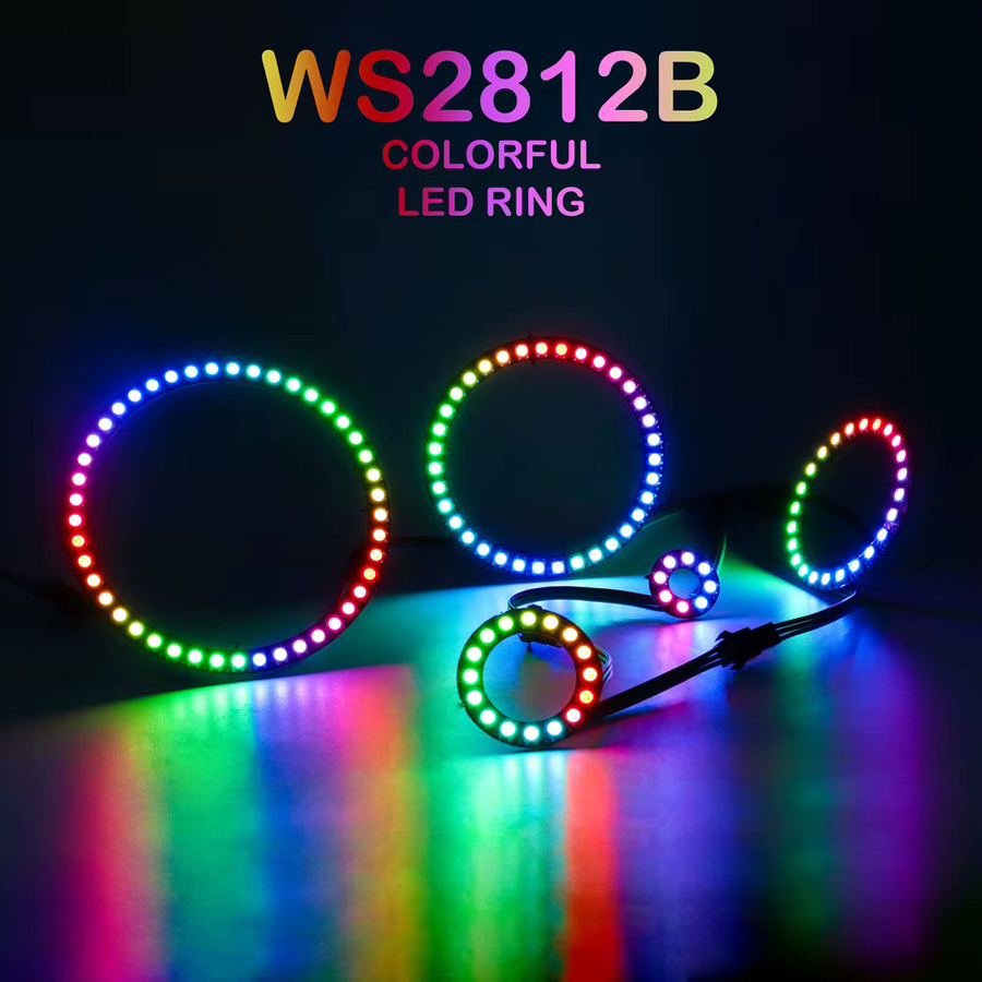 Surperlife WS2812B RGBIC LED Ringmodul Kit mit USB-Controller, individuell adressierbare Multicolour LEDs, 5V, Schwarz - Bild 3