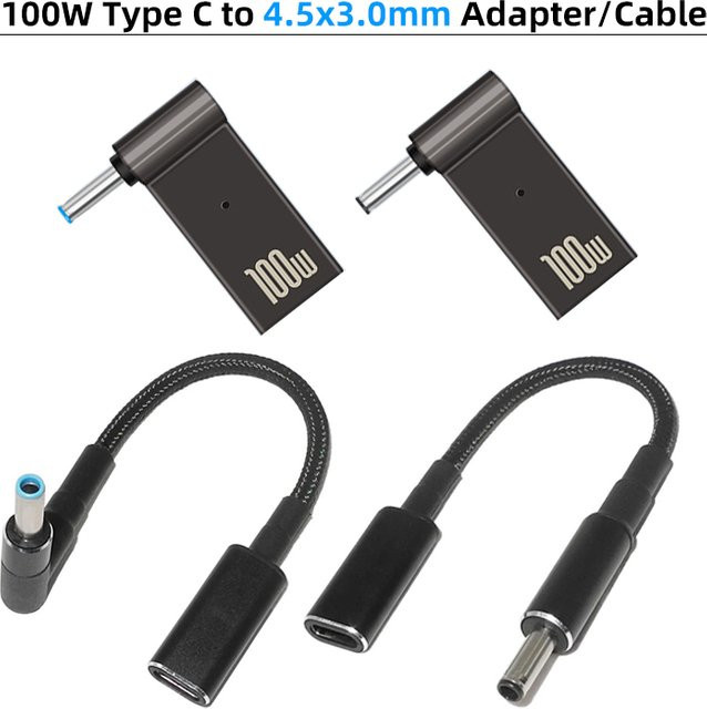 Geris Power USB-C auf DC-Netzteilanschluss Steckerkonverter Adapter, 100 W, Schwarz, Anschlussgröße: 4,5 x 3,0 mm - Bild 1