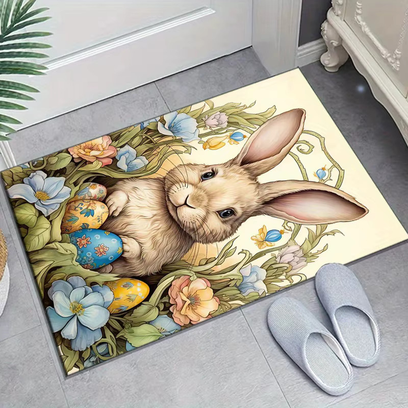 VIKAMA Teppich mit Osterhasen- und Eiermotiv in Mehrfarbig für Wohnzimmer und Schlafzimmer - Bild 4