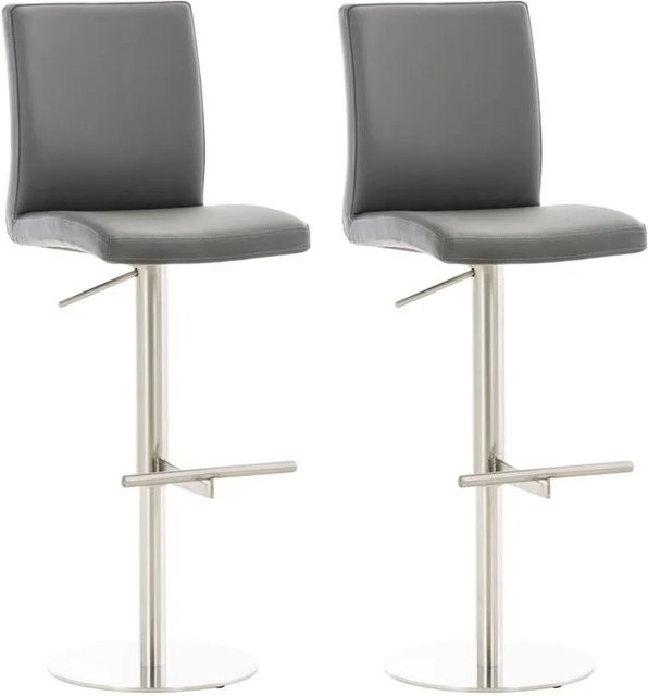 CLP 2er Set Barhocker Cadiz mit Kunstlederbezug in Grau und Edelstahl-Gestell, drehbar und modern - Bild 1