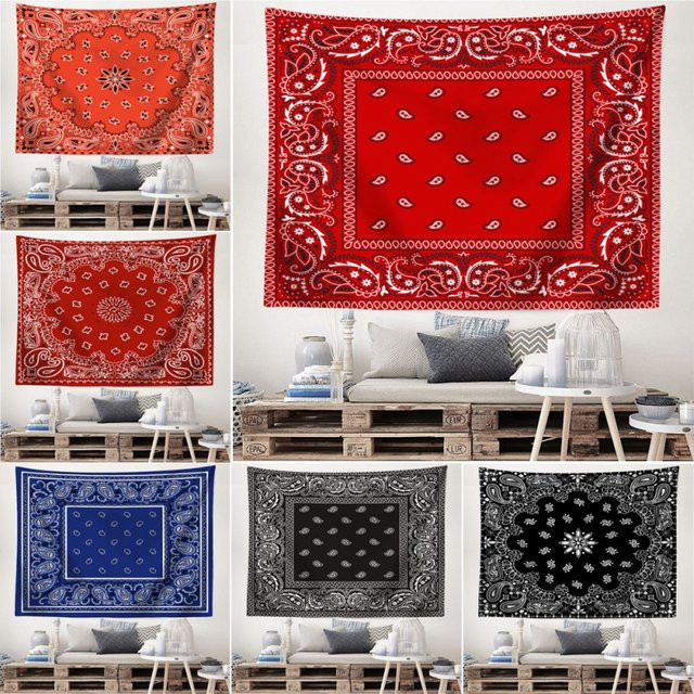 VIKAMA Retro Bohemian Paisley Wandteppich mit floralem und geometrischem Design, B: 150 cm, H: 90 cm - Bild 1
