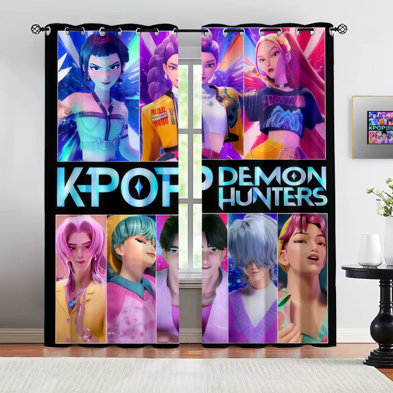 Hasbro Kpop Boys & Girls Group Verdunkelungsvorhänge, 2er-Set mit 85 % Lichtschutz und Ösen, Mehrfarbig - Bild 2