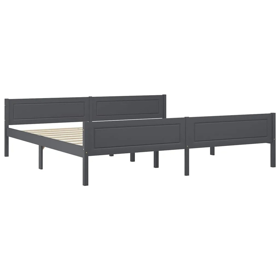 vidaXL Massivholzbett aus Kiefer in Grau, Modernes Bettgestell B/T: 200 x 200 cm - Bild 2