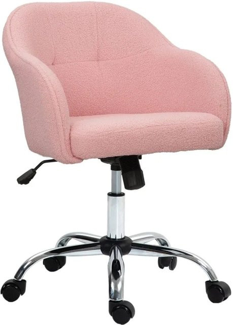 HOMCOM Homeoffice Stuhl in Rosa mit Teddy-Fleece und Kunstleder, B/T/H: 56 x 61 x 86 cm - Bild 1