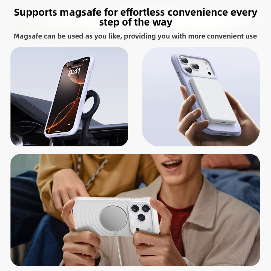 Apple Silikon Handyhülle mit Wellenstruktur für iPhone 16 Pro Max, iPhone 15 Pro Max und iPhone 14 Pro Max, MagSafe kompatibel, Gelb - Bild 3