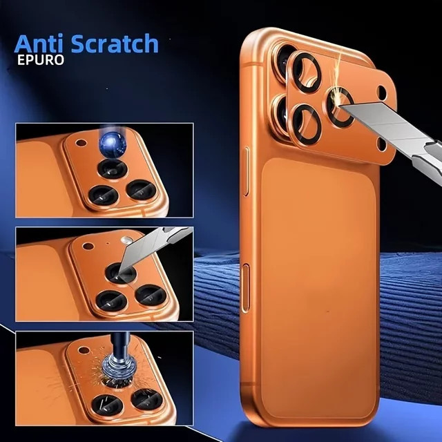Kameraobjektivschutz für iPhone 17 Pro und iPhone 17 Pro Max in Orange mit robustem Metallring und gehärtetem Glas - Bild 1