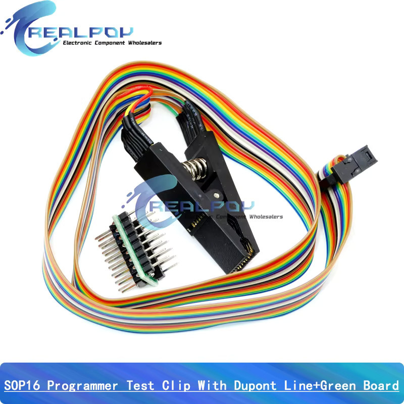 REALPOY CH341A USB-Programmiermodul für EEPROM Flash BIOS 24 25-Serie inklusive SOP16 SOIC16 Testclip in Grün - Bild 2