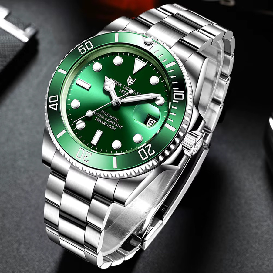 LIGE Armbanduhr Automatik, Edelstahl, Grün, Herren - Bild 2