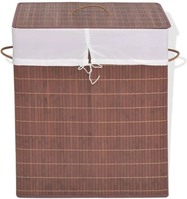vidaXL Bambus-Wäschekorb Rechteckig Braun mit herausnehmbarem Stoffbeutel und Griffen B: 60,0 cm, T: 40,0 cm, H: 30,0 cm - Bild 1