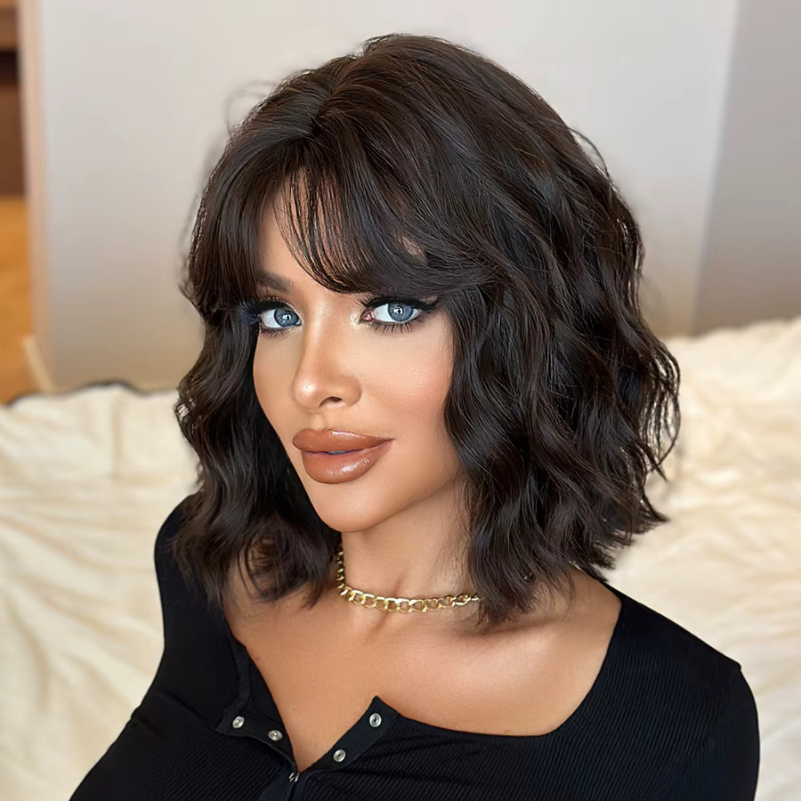 7JHH WIGS Perücke für Damen, dunkelbraun, gewellt, synthetisch - Bild 3