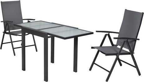 MERXX Balkonset Amalfi, 3-teiliges Set aus Aluminium und Glas in Grau für 2 Sitzplätze - Bild 1