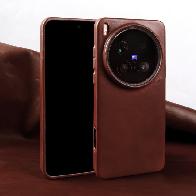 Premium Öl-Wachs-Echtlederhülle für Vivo X200 Pro Mini X300 Pro X100 Ultra V50 Lite X80 X90 Pro Plus in Rot und Braun - Bild 1