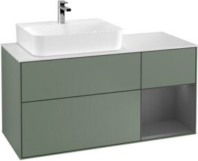 V&B Waschtischunterschrank Finion mit Wandbeleuchtung, Breite: 120 cm, Tiefe: 50,1 cm, Höhe: 50,1 cm, Farbe: Olivenmatt lackiert - Bild 1