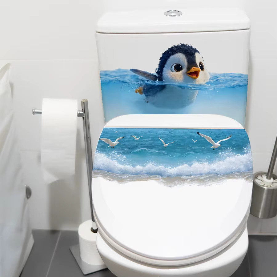 BRUP Toilettenaufkleber mit maritimen Cartoon-Motiven wie Pinguin und Möwe, wasserdicht und selbstklebend, Multicolor - Bild 2