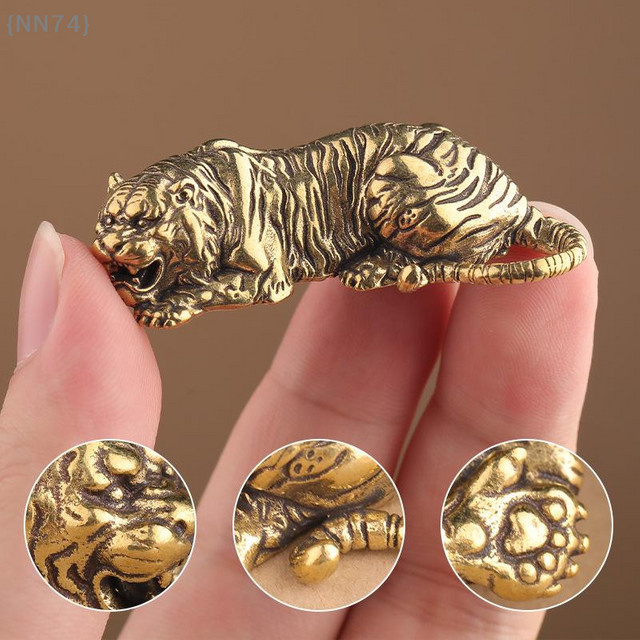 JETTING Tigerkönig Statue Briefbeschwerer aus Messing in Gold im Vintage-Design - Bild 1