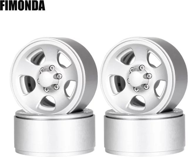 Fimonda Beadlock-Räder, 4-teiliges Set, 1,9", 5-Speichen-Aluminiumfelgen, Grau, Metall - Bild 1