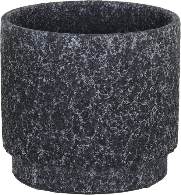 A.H.G. Keramiktopf Vulcano Kalt in Dunkelgrau mit Steinoptik, Rund, B: 17 cm, H: 16 cm - Bild 1