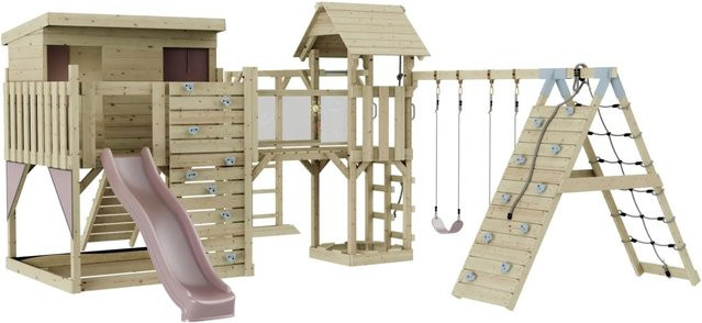 OutdoorToys Spielturm Malin mit Kinderschaukel in Altrosa und Mehrfarbig - Bild 1