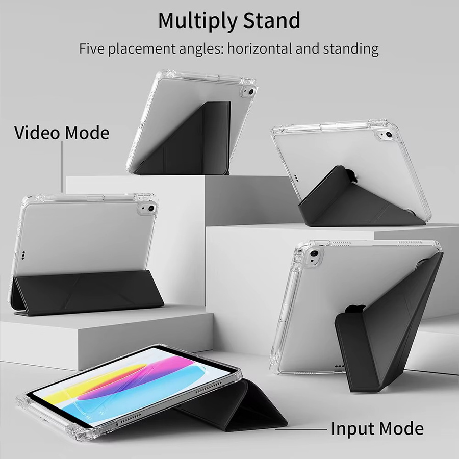PHYLYN Y Fold Clear Crystal Schutzhülle für iPad in Pink, Flip-Hülle kompatibel mit iPad Air 4/5/6, iPad Mini und verschiedenen iPad Generationen - Bild 4