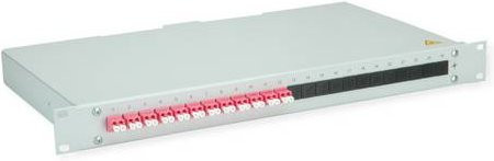 Telegärtner BASIS eco LWL-Panel mit Kupplungen und Pigtails, 12x LC Duplex, OM4, Grade C, violett - Bild 1
