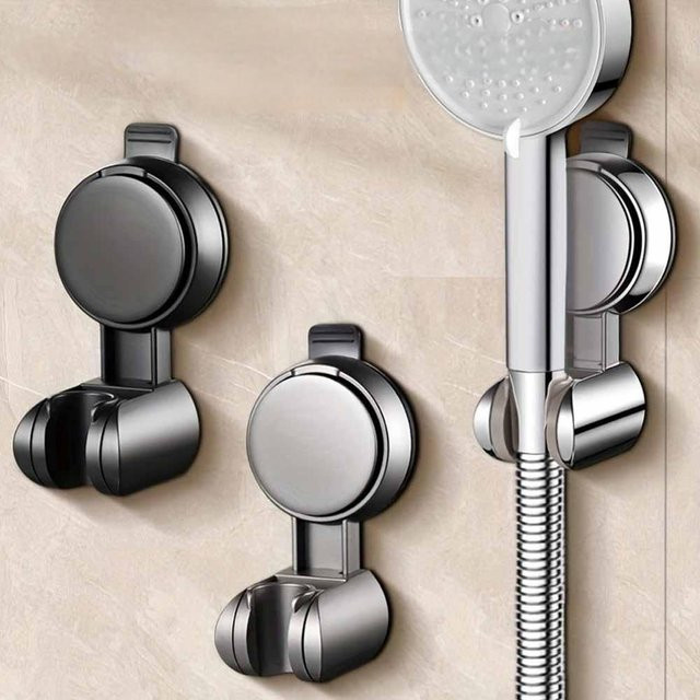 VILOYI Universal Duschkopf Halter aus ABS mit starkem Klebstoff und Saugnapf, Farbe: Silber - Bild 1