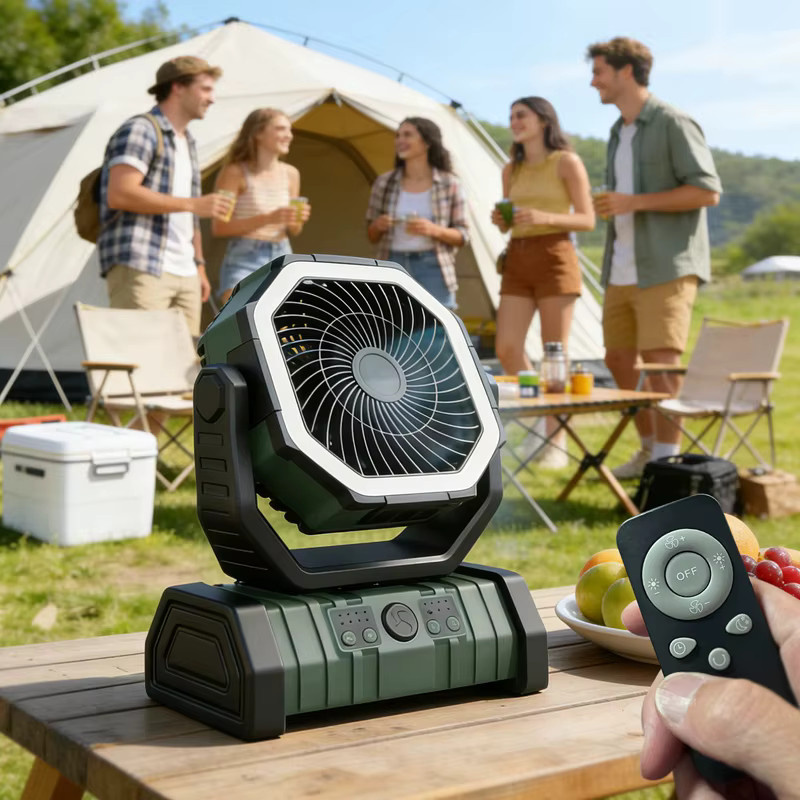 JFBONIN Campingventilator Schwarz mit 20000mAh Akku, Fernbedienung und 270 Grad verstellbarem Kopf, Tragbarer USB-Luftzirkulator für den Tisch - Bild 5