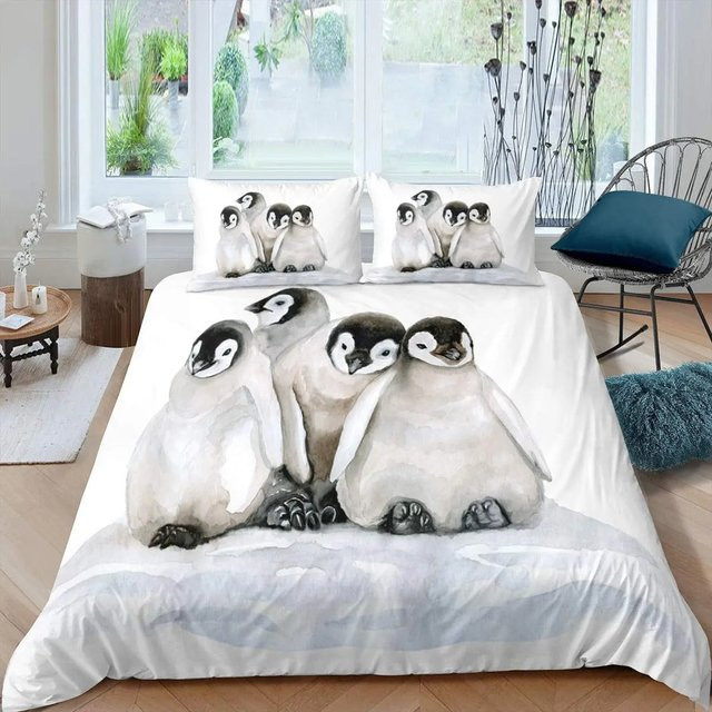 Paslu Pinguin Bettwäsche Set mit Bettbezug und Kissenbezügen für Kinder und Erwachsene B/H: 135 x 200 cm - Bild 1