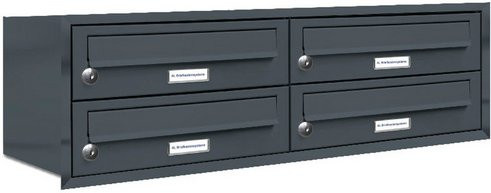 AL Briefkasten-System für 4 Parteien zur Unterputzmontage, grau, B/H/T: 80,5 x 27 x 27,5 cm - Bild 1