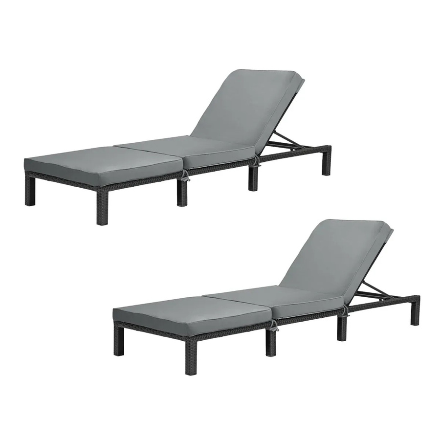 Svita Peach 2er Set Gartenliegen aus Polyrattan mit Polsterung in Schwarz und Grau, klappbar mit verstellbarer Kopfstütze - Bild 1