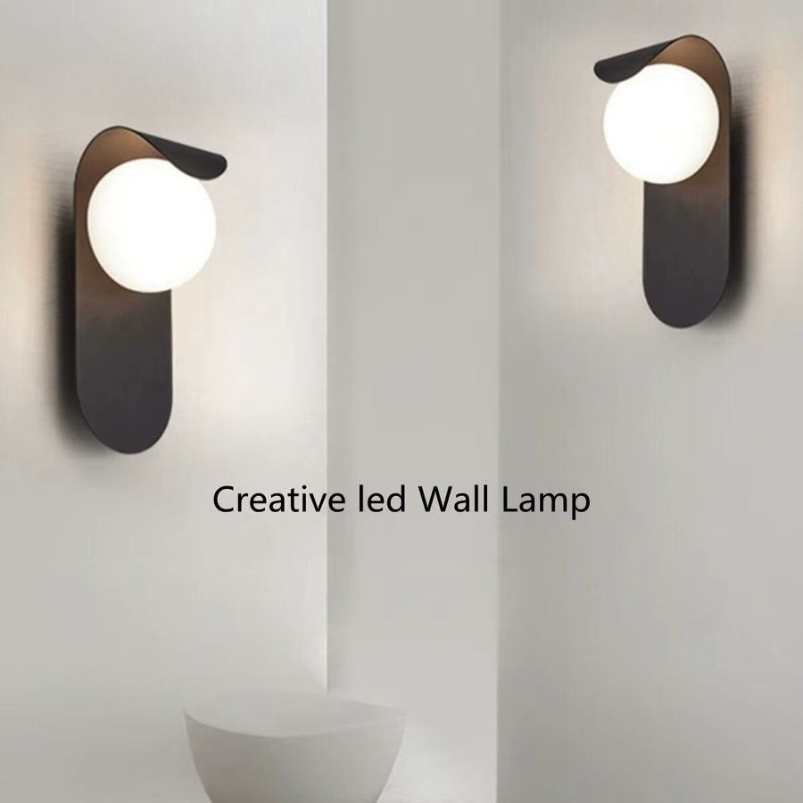 Creative Aisle Moderne LED-Wandleuchten mit Glaskugel in Schwarz oder Weiß für Flur, Treppen und Schlafzimmer - Bild 2