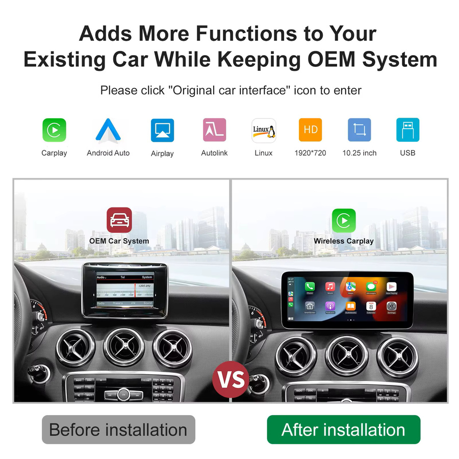 REEIIO Auto-Multimedia-Display mit Touchscreen für Mercedes Benz A B CLA GLA W176 W463 W246 (2013-2015) NTG4.5, Wireless CarPlay und Android Auto, Schwarz - Bild 3