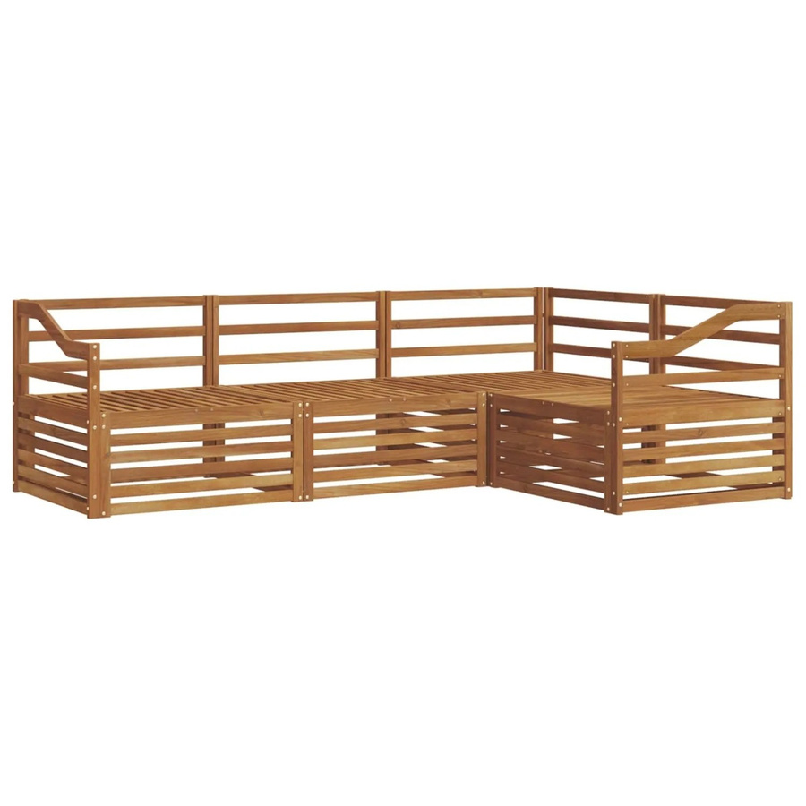 vidaXL Outdoor-Sofagarnitur aus Akazienholz in Braun, 4-teiliges L-Shape Set mit Ecksofa und Mittelsesseln - Bild 2