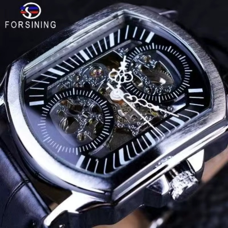 FORSINING Armbanduhr Automatik, Skelett, Lederarmband, Herren - Bild 4
