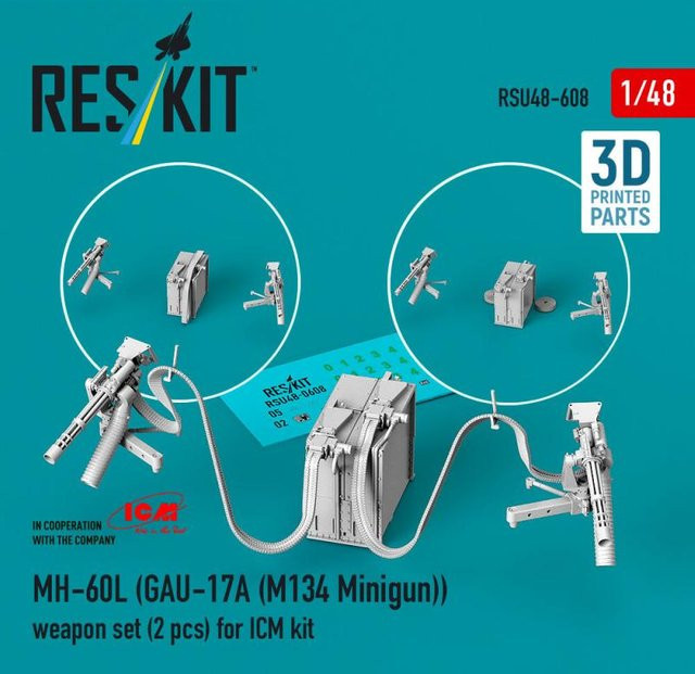 ICM MH-60L (GAU-17A (M134 Minigun)) Weapon set, 2-teiliges Set, 3D Printed - Bild 1