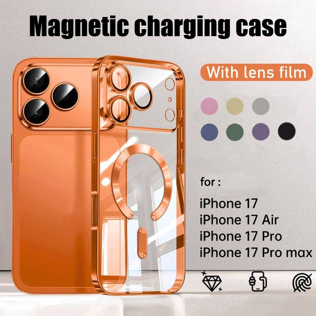 VOUVI Stoßfeste Handyhülle mit Galvanisierung und magnetischem kabellosem Ladedesign für iPhone, Farbe: Silber - Bild 1