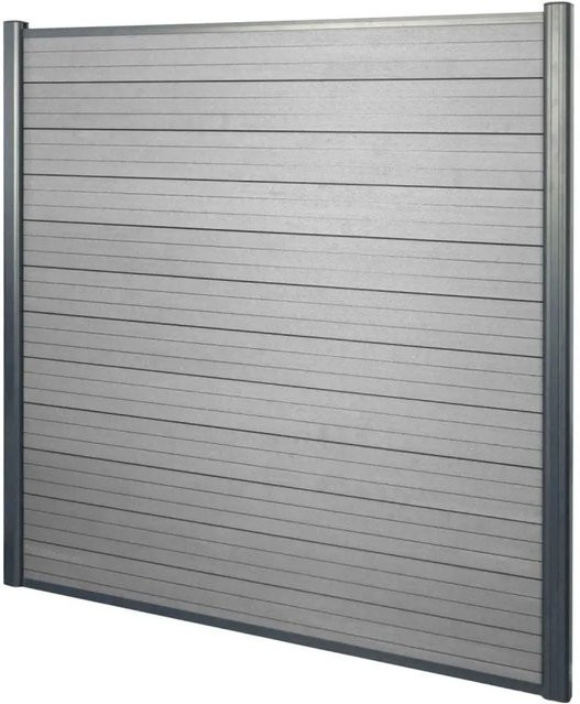MCW WPC-Sichtschutz Savoie Windschutz Zaun Alu Premium Basiselement Grau Höhe: 1,90 m - Bild 1