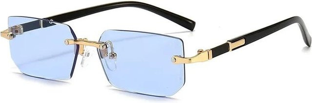 CICI Global Glasses Sonnenbrille, randlos, quadratisch, Kunststoff, blau, Unisex - Bild 1