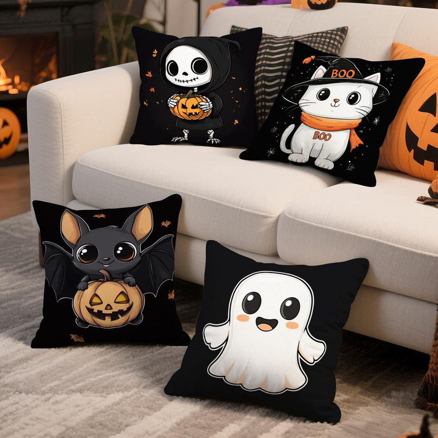 Halloween Cartoon Kissenbezug aus Polyester für Sofa und Dekoration, B/B: 18 x 18 cm - Bild 4