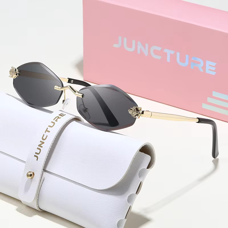 JUNCTURE Sonnenbrille, randlos, hexagonal, braun, Damen, Metall - Bild 2