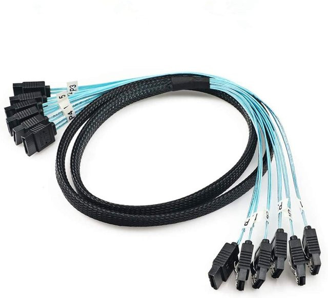 FTBTOC 4/6er Set SATA SAS Datenkabel 6Gbps 7-Pin für HDD und Server Mining Rigs - Bild 1
