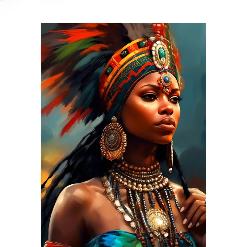 AZQSD Diamantmalerei 5D DIY Stickerei Porträt einer indischen Frau aus Afrika in Multicolour - Bild 5