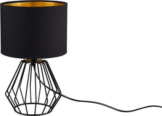 Tischleuchte Reality by Trio Chuck in Schwarz mit Stoffschirm und Gold-Details, E14 - Bild 1