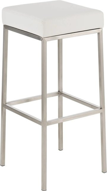 DELUKE Barhocker BIDAN Tresenhocker aus Kunstleder in Weiß B/T/H: 37 x 37 x 85 cm - Bild 1