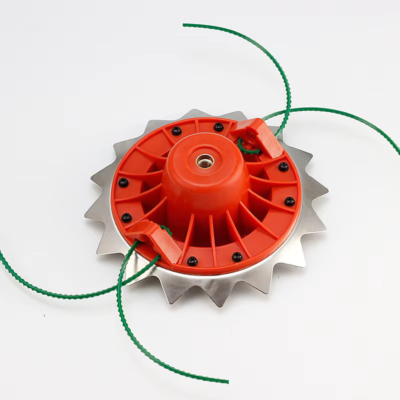LUSQI 2-in-1 Rasentrimmerkopf mit Edelstahlklinge und Nylonschnur in Orange für Benzin-Freischneider und Trimmer - Bild 2