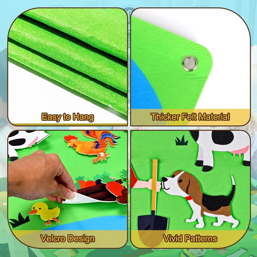 TOMTOP JMS Bauernhof Tiere Filz Geschichte Board Set bunt - Bild 2