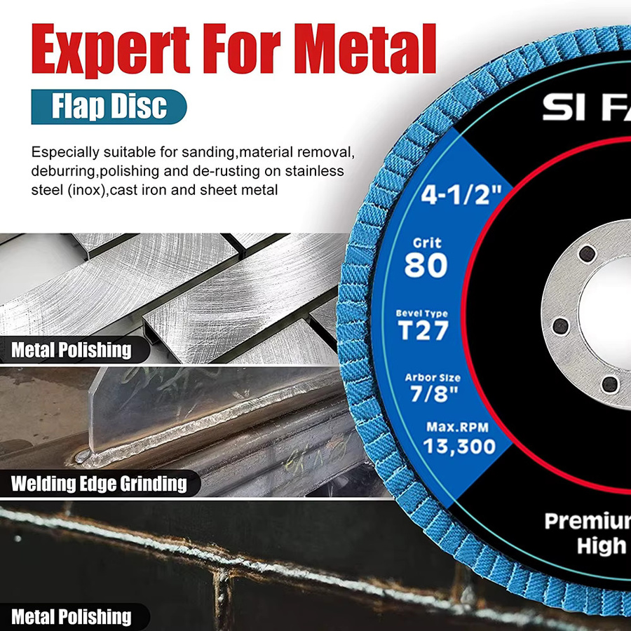 SI FANG Zirkonoxid-Fächerscheiben für Winkelschleifer, Blau, Durchmesser: 115 mm, Körnung 40/60/80/120, zum Schleifen und Polieren von Metall und Edelstahl - Bild 6