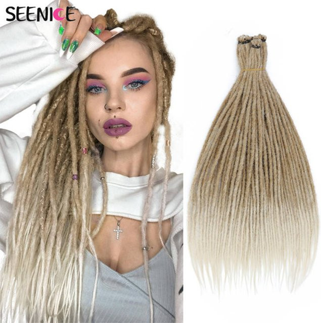 Seenice Dreadlock Synthetische Haarverlängerungen, Ombre Schwarz Braun, Unisex - Bild 1