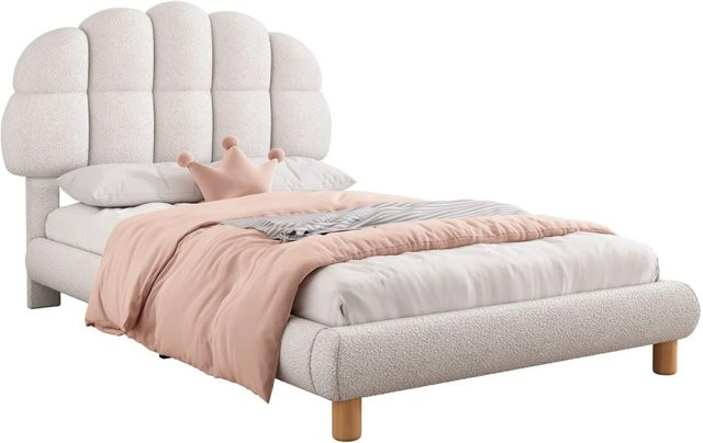PXloue Polsterbett Kinderbett in Rosa und Weiß B/T/H: 90 x 200 x 105 cm - Bild 1