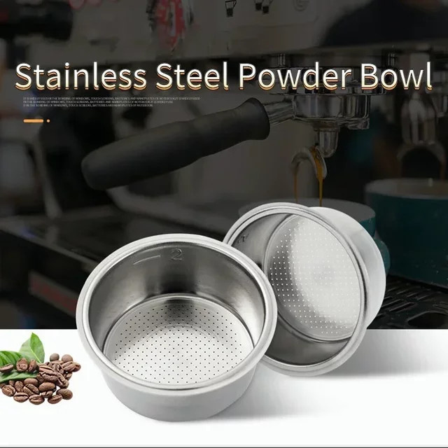 Edelstahl Kaffeefilterkorb für Delonghi und Breville Kaffeemaschinen, rund, Farbe: Silber - Bild 1